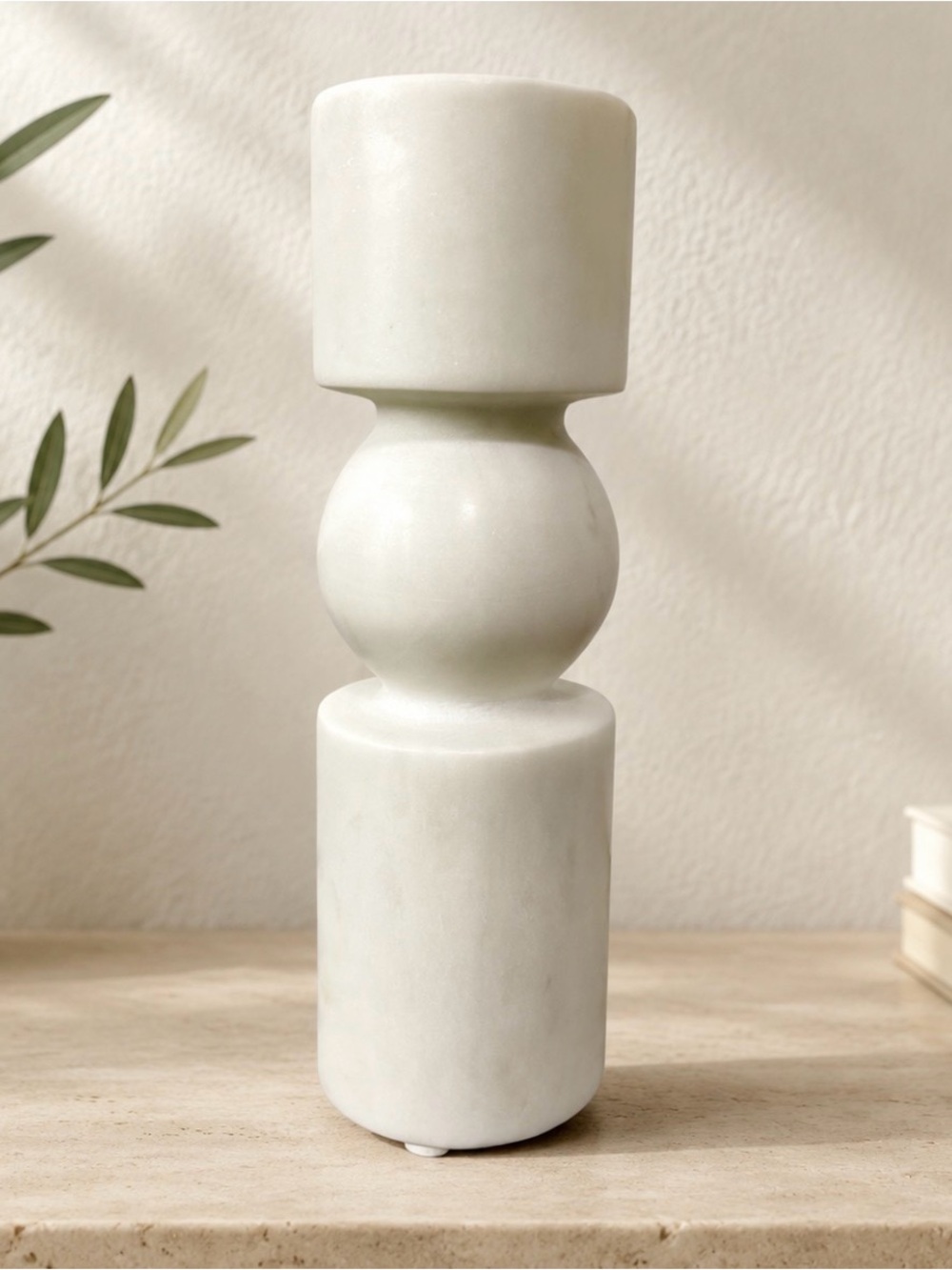 NEW  Marble Tall Tealight White Candle Holder Home Decor Minimalist